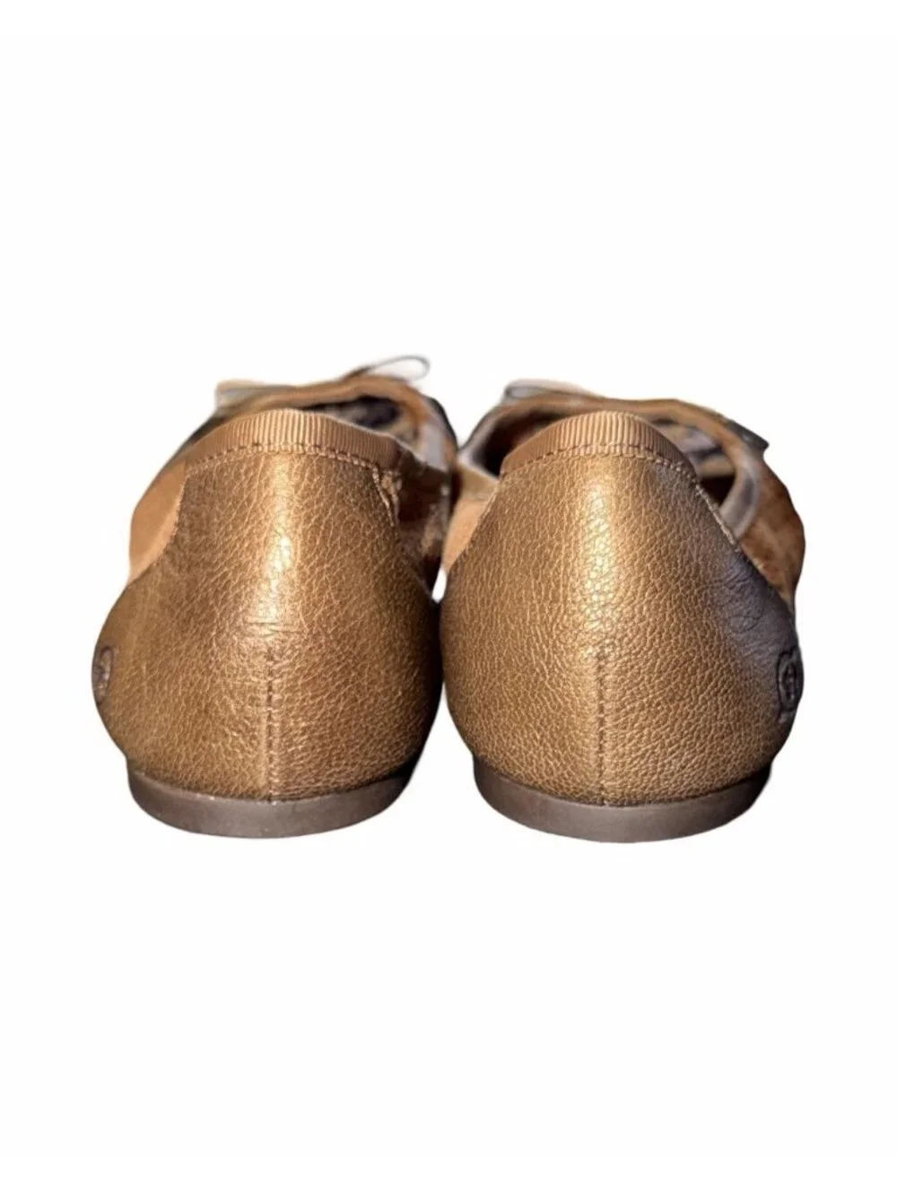 Born Mardea Ballet Flats Shoes Bronze Perforated Leather Slip On Bow Women’s 9 M